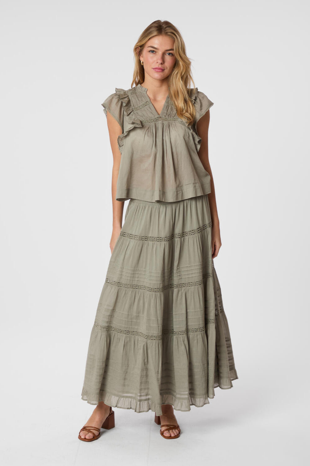 Felicia S Voile nederdel - Smoke Green